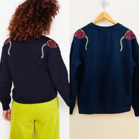 Boden Emi Embroidered Sweatshirt Navy, Tigers - Picture 2 of 12